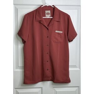 Overseas Adventure Travel Womens Large Short Sleeve Shirt Button Down Camp Style